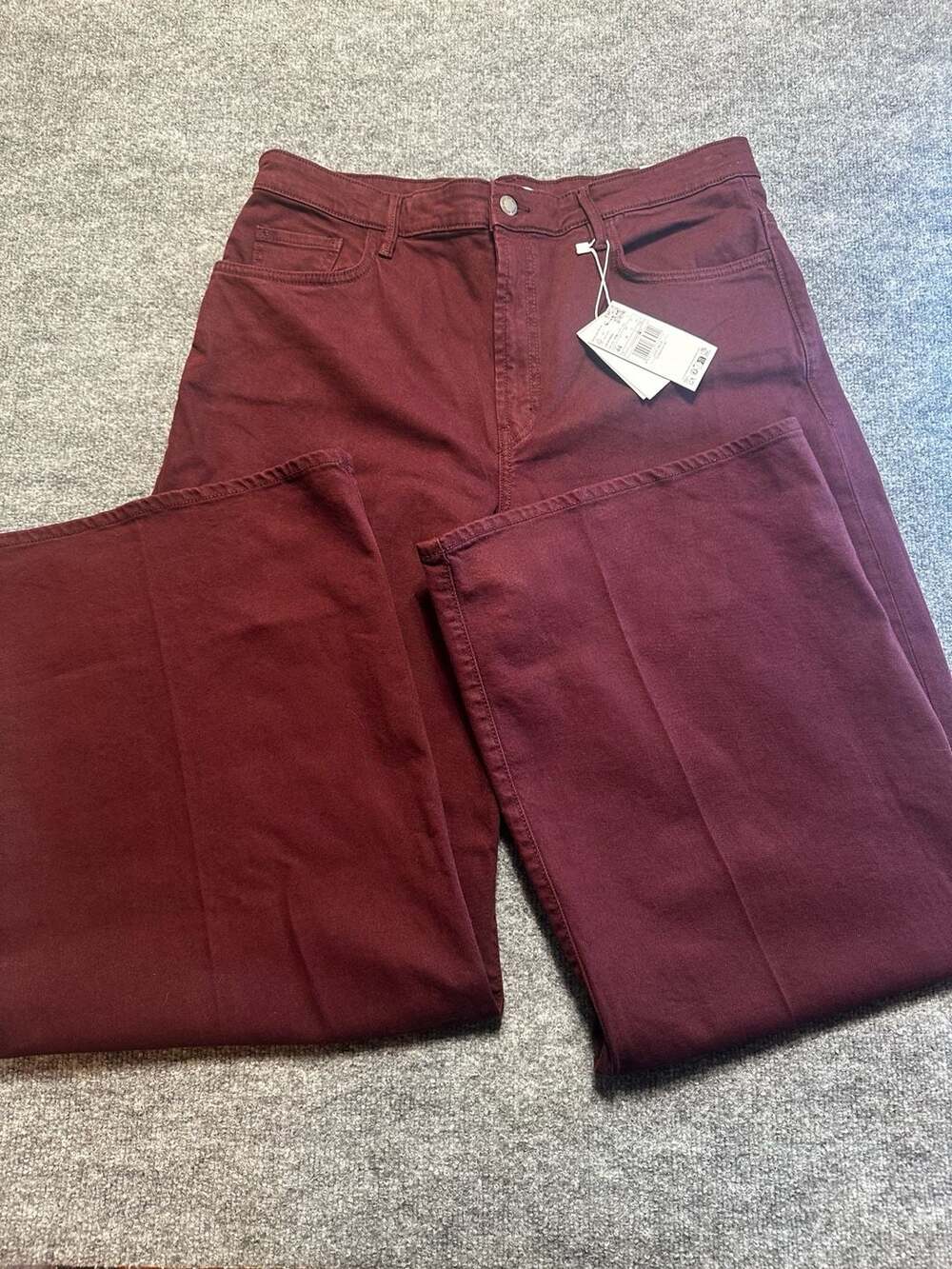 Mango MNG 328 Elise Wide Leg Jeans Burgundy Size 12 Indie Grunge Baggy Street